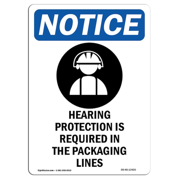 OSHA, Hearing Protection, 5in X 3.5in, 10PK, 3.5" W, 5" H, Portrait, PK10, OS-NS-D-35-V-13420-10PK